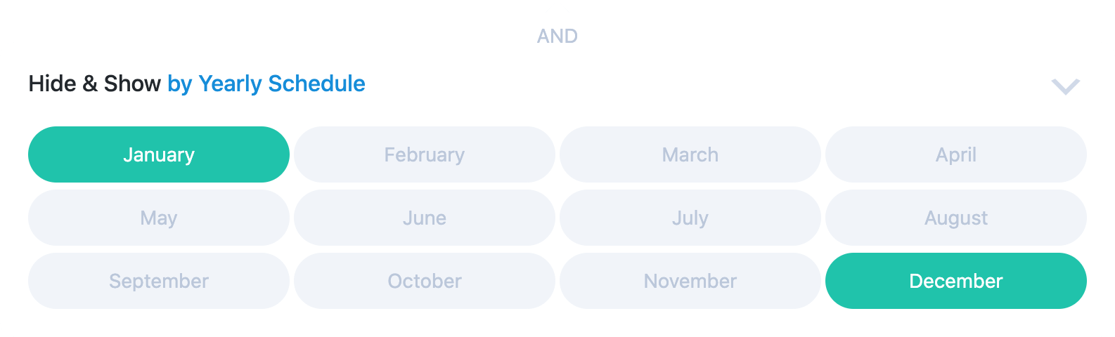 The Yearly Schedule Component settings
